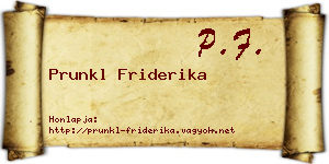 Prunkl Friderika névjegykártya
